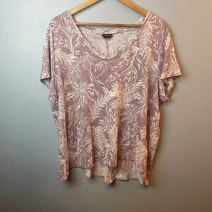 Tahari Linen Short Sleeve Boxy Blouse